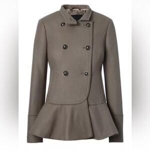 NWT Banana Republic Melton Peplum Military Wool-blend Coat XS Taupe
